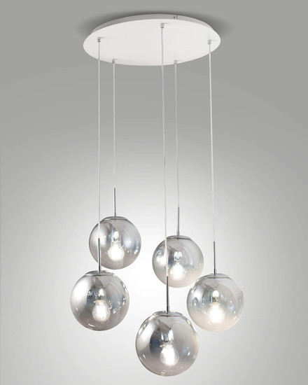 Fabas Luce Pendelleuchte Anja E27 5-flammig Farbverlauf chrom Metall Glas