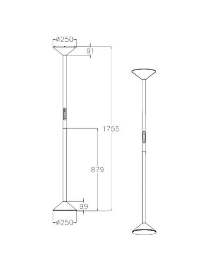 Fabas Luce LED Stehleuchte Tratto 50W dimmbar 2700/3200/4000K CCT warm-/neutralweiss Weiß Metall 176cm