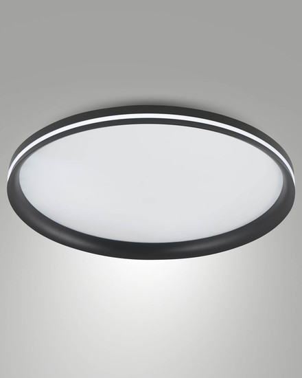 Fabas Luce LED Deckenleuchte Isy 64W dimmbar 2700/3200/4000K CCT warm-/neutralweiss Schwarz Metall Ø55cm