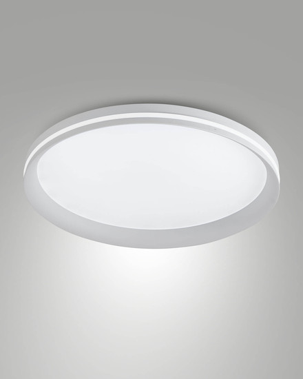 Fabas Luce LED Deckenleuchte Isy 52W dimmbar 2700/3200/4000K CCT warm-/neutralweiss Weiß Metall Ø45cm