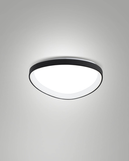 Fabas Luce LED Deckenleuchte Quirk 38W dimmbar 2700/3200/4000K CCT warm-/neutralweiss Schwarz Metall Ø42cm