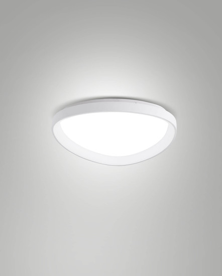 Fabas Luce LED Deckenleuchte Quirk 38W dimmbar 2700/3200/4000K CCT warm-/neutralweiss Weiß Metall Ø42cm
