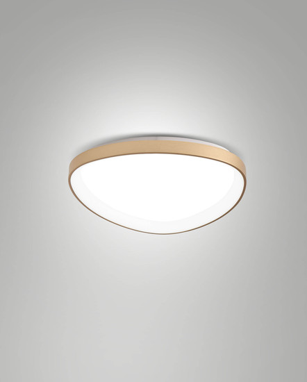 Fabas Luce LED Deckenleuchte Quirk 38W dimmbar 2700/3200/4000K CCT warm-/neutralweiss Messing satiniert Metall Ø42cm