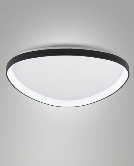 Fabas Luce LED Deckenleuchte Quirk 75W dimmbar 2700/3200/4000K CCT warm-/neutralweiss Schwarz Metall Ø80cm
