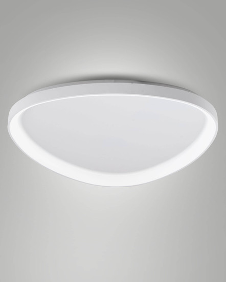 Fabas Luce LED Deckenleuchte Quirk 75W dimmbar 2700/3200/4000K CCT warm-/neutralweiss Weiß Metall Ø80cm