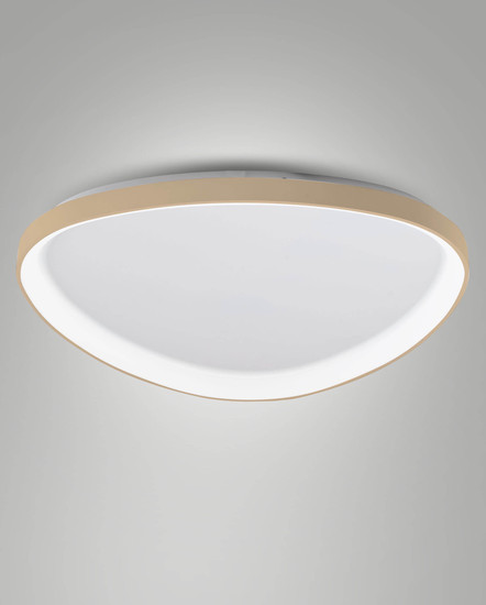 Fabas Luce LED Deckenleuchte Quirk 75W dimmbar 2700/3200/4000K CCT warm-/neutralweiss Messing satiniert Metall Ø80cm