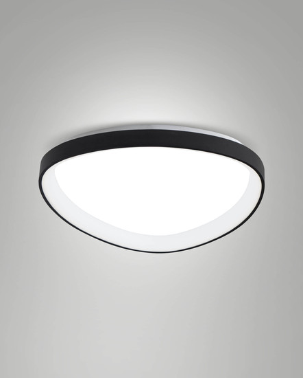 Fabas Luce LED Deckenleuchte Quirk 56W dimmbar 2700/3200/4000K CCT warm-/neutralweiss Schwarz Metall Ø60cm