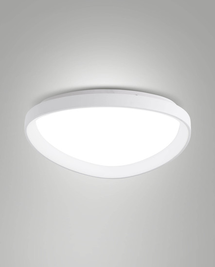 Fabas Luce LED Deckenleuchte Quirk 56W dimmbar 2700/3200/4000K CCT warm-/neutralweiss Weiß Metall Ø60cm