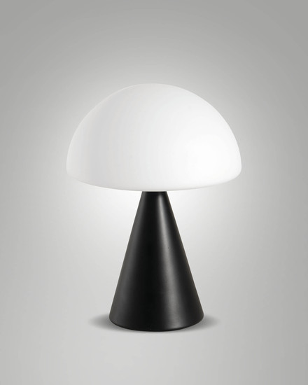 Fabas Luce LED Tischleuchte Blip 7W dimmbar 2700/3000/4000K CCT warm-/neutralweiss Schwarz Metall Glas Ø20cm
