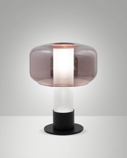 Fabas Luce Tischleuchte Flick E14 dimmbar Amethyst Metall Glas Ø22cm