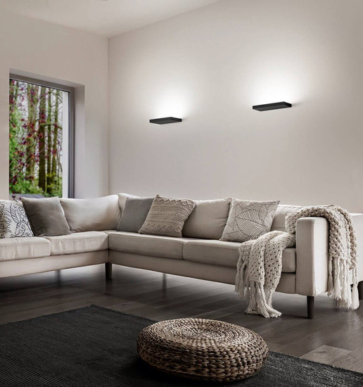 Fabas Luce LED Wandleuchte Guia 36W 3000K warmweiss Schwarz Metall 32x13cm