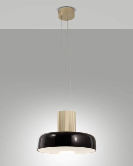 Fabas Luce LED Pendelleuchte Lunar 26W dimmbar 2700/3000/4000K CCT warm-/neutralweiss Schwarz Metall Glas Ø42cm