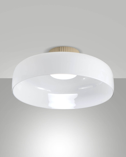Fabas Luce LED Deckenleuchte Lunar 26W dimmbar 2700/3000/4000K CCT warm-/neutralweiss Weiß Metall Glas Ø42cm