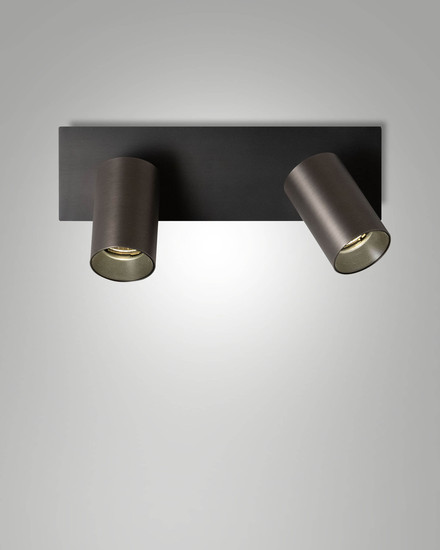 Fabas Luce Deckenstrahler Flores GU10 2-flammig Schwarzchrome Alu-Druckguss 9cm