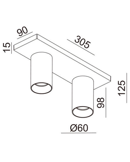 Fabas Luce Deckenstrahler Flores GU10 2-flammig Messing satiniert Alu-Druckguss 9cm