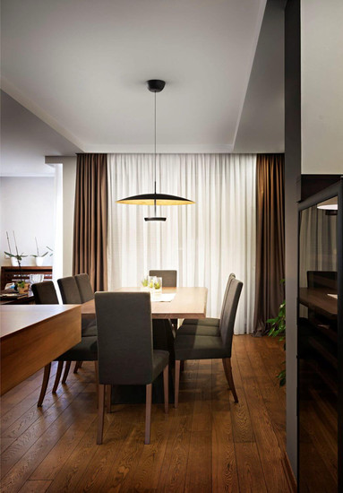 Fabas Luce LED Pendelleuchte Yuko 40W dimmbar 3000K warmweiss Goldfarbenes Blattdekor/Schwarz Metall Ø60cm