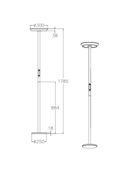 Fabas Luce LED Stehleuchte Fizz 60W dimmbar 2700/3200/4000K CCT warm-/neutralweiss Weiß Metall 179cm