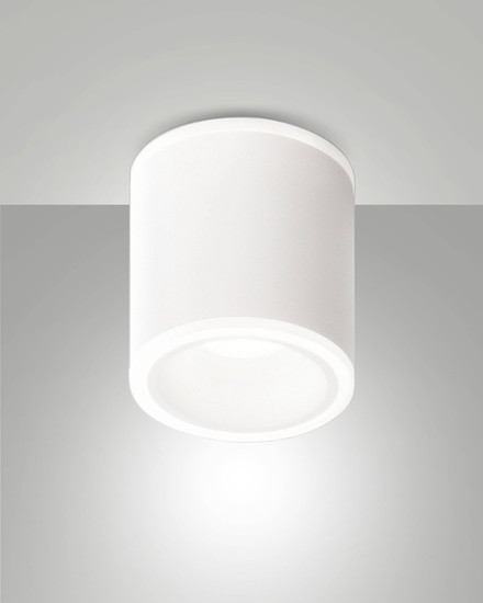 Fabas Luce LED Deckenleuchte Paca 13W IP40 3000K warmweiss Weiß Alu Ø9cm