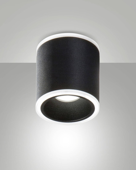 Fabas Luce LED Deckenleuchte Paca 13W IP40 3000K warmweiss Schwarz Alu Ø9cm