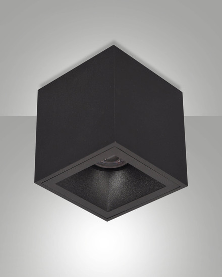Fabas Luce Deckenleuchte Perez GU10 Schwarz Alu 9x9cm