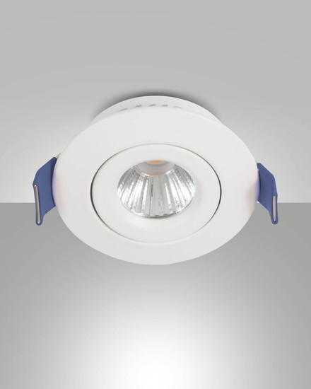 Fabas Luce LED Einbauleuchte Macas rund 4W IP40 3000K warmweiss schwenkbar Weiß Alu Ø5cm