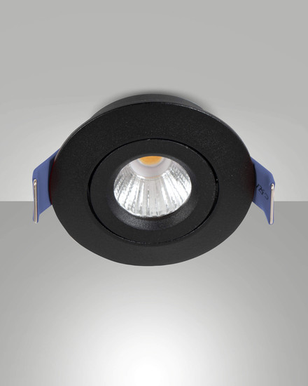 Fabas Luce LED Einbauleuchte Macas rund 4W IP40 3000K warmweiss schwenkbar Schwarz Alu Ø5cm