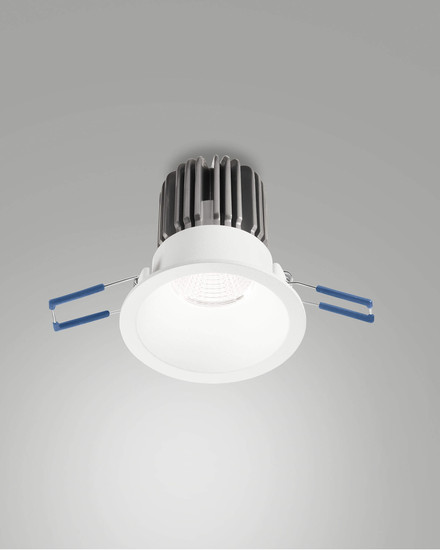 Fabas Luce LED Einbauleuchte Toodle symmetrisch rund 11W dimmbar IP40 3000K warmweiss Weiß Alu Ø8cm