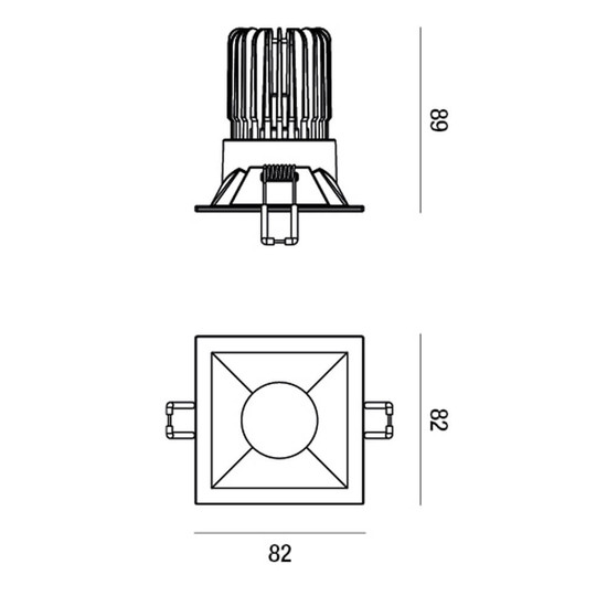 Fabas Luce LED Einbauleuchte Toodle symmetrisch quadratisch 11W dimmbar IP40 2700K warmweiss Schwarz Alu 8x8cm