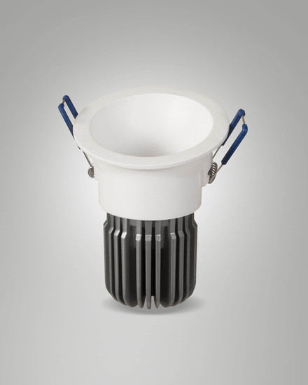 Fabas Luce LED Einbauleuchte Toodle asymmetrisch rund 11W dimmbar IP40 2700K warmweiss Weiß Alu Ø8cm