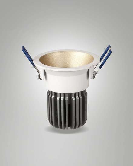 Fabas Luce LED Einbauleuchte Toodle symmetrisch rund 11W dimmbar IP40 4000K neutralweiss Gold Alu Ø8cm
