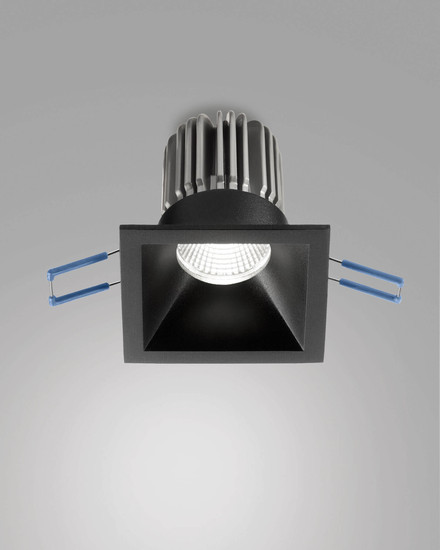 Fabas Luce LED Einbauleuchte Toodle symmetrisch quadratisch 11W dimmbar IP40 4000K neutralweiss Schwarz Alu 8x8cm
