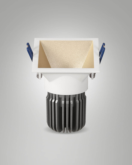 Fabas Luce LED Einbauleuchte Toodle asymmetrisch quadratisch 11W dimmbar IP40 4000K neutralweiss Gold Alu 8x8cm