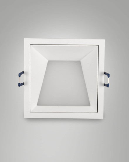 Fabas Luce LED Einbauleuchte Kris asymmetrisch eckig mit Rahmen 8W dimmbar IP40 2700K warmweiss Weiß Alu 11x11cm