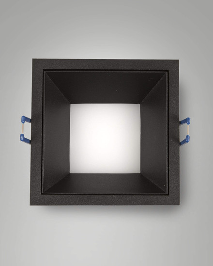 Fabas Luce LED Einbauleuchte Kris symmetrisch eckig mit Rahmen 8W dimmbar IP40 4000K neutralweiss Schwarz Alu 11x11cm