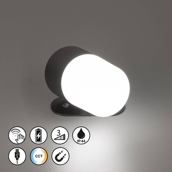 FHL Magnetic LED Wandleuchte 1,5W dimmbar Akku CCT einstellbare Lichtfarbe sandschwarz 830057