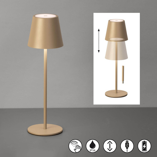 FHL Viletto LED Tischleuchte 2W dimmbar Akku warmweiss grau-braun 850404