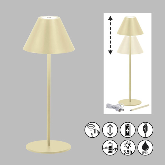 FHL Kano LED Tischleuchte 2W dimmbar Akku warmweiss sandbeige 850412