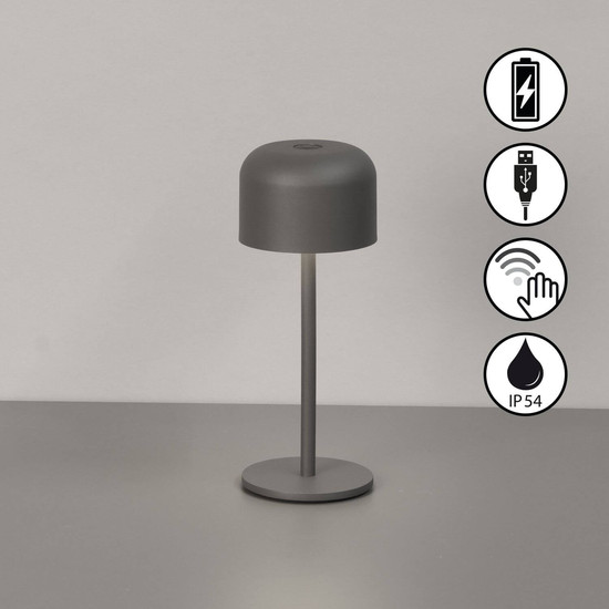 FHL Finley LED Tischleuchte 1W dimmbar Akku warmweiss sandgrau 850592