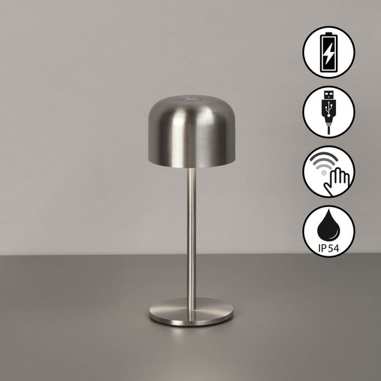 FHL Finley LED Tischleuchte 1W dimmbar Akku warmweiss nickelfarben 850595