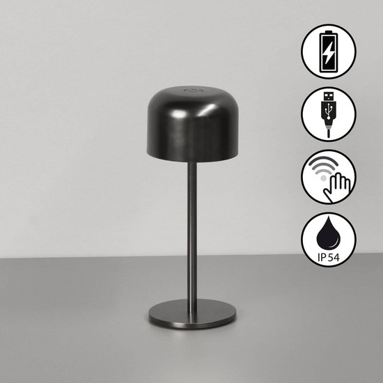 FHL Finley LED Tischleuchte 1W dimmbar Akku warmweiss Dunkelsilber 850597