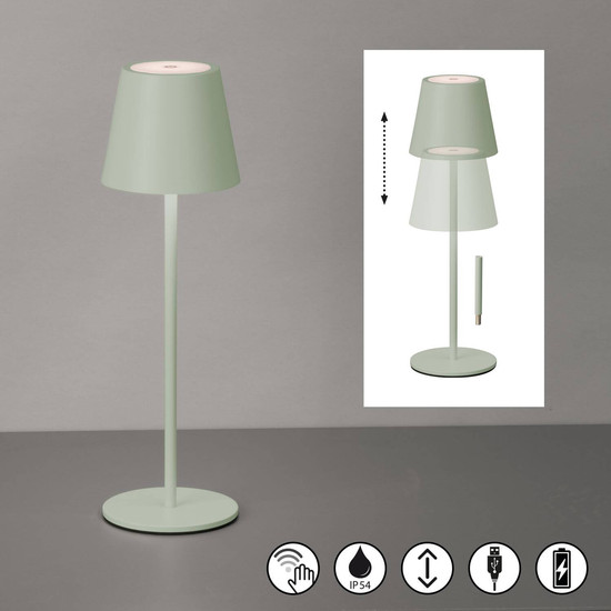 FHL Viletto LED Tischleuchte 2W dimmbar Akku warmweiss salbeigrün 850643