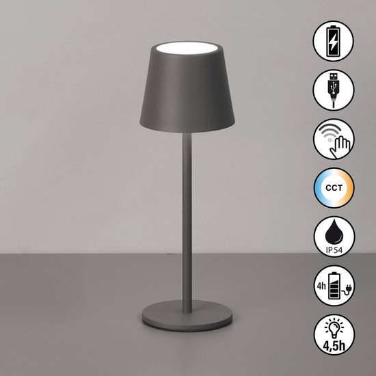 FHL Roxi LED Tischleuchte 1,5W dimmbar Akku CCT einstellbare Lichtfarbe sandgrau 850649