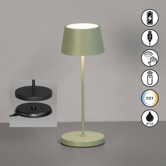 FHL Asena Pro LED Tischleuchte 2W dimmbar CCT einstellbare Lichtfarbe salbeigrün 850674