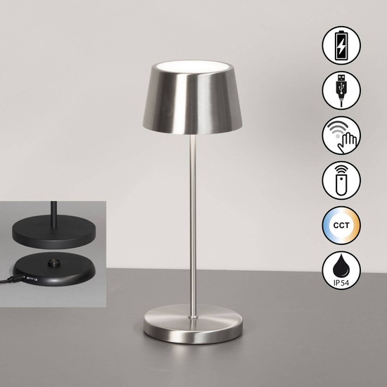 FHL Asena Pro LED Tischleuchte 2W dimmbar CCT einstellbare Lichtfarbe nickelfarben 850676