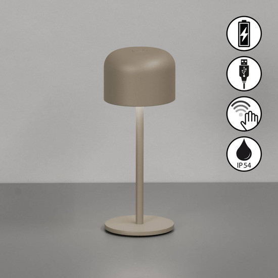 FHL Finley LED Tischleuchte 1W dimmbar Akku warmweiss grau-braun 850719