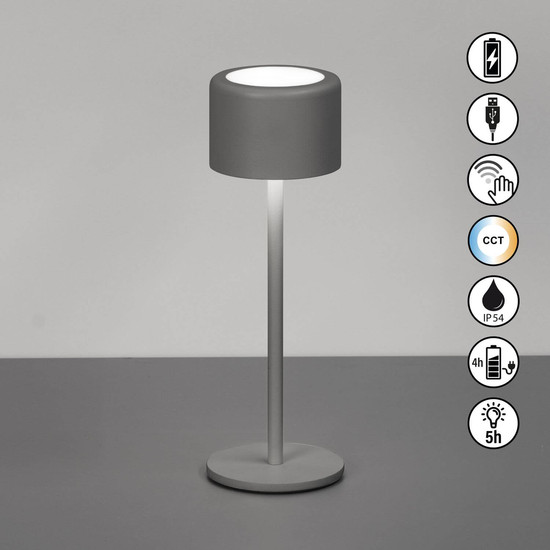 FHL Juna LED Tischleuchte 1,5W dimmbar Akku CCT einstellbare Lichtfarbe sandgrau 850731