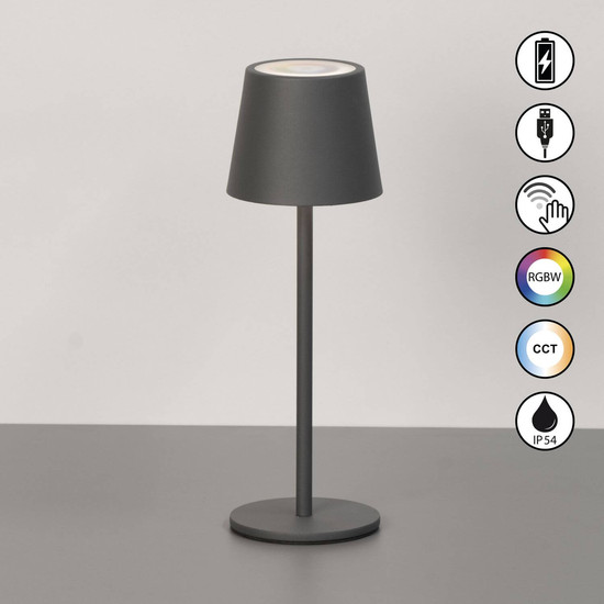 FHL Bisco LED Tischleuchte 2W dimmbar Akku CCT einstellbare Lichtfarbe sandgrau 850809