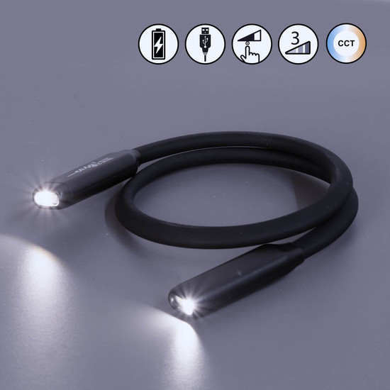FHL Lasse LED Leseleuchte 2-fach 0,3W dimmbar Akku CCT einstellbare Lichtfarbe schwarz 850844