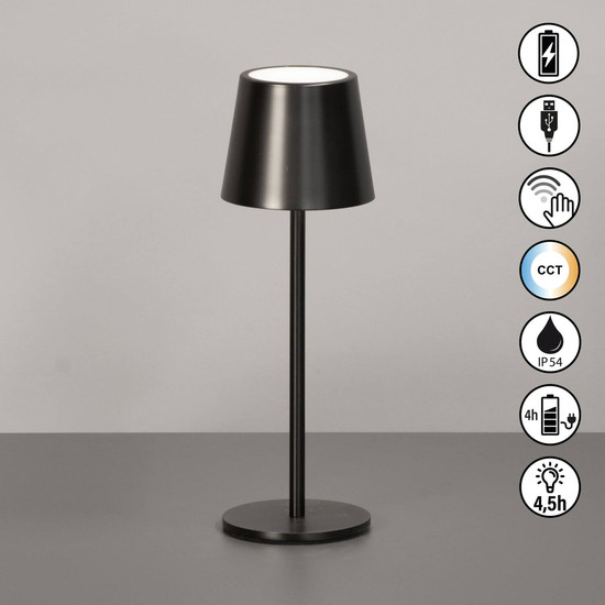 FHL Roxi LED Tischleuchte 1,5W dimmbar Akku CCT einstellbare Lichtfarbe Dunkelsilber 850877