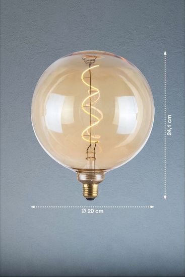 FHL Cozy LED LED Filament Lampe, Vintage Globo-Birne E27 4W Extra-warmweiss bernstein amber